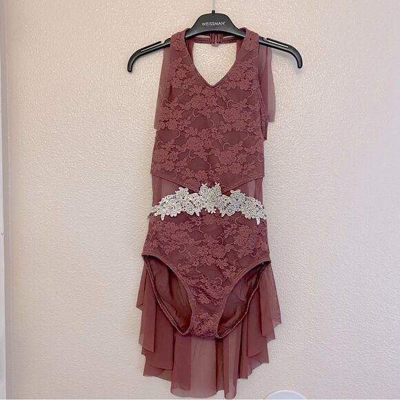 Weissman Elite dance costume mauve mesh lace Everybody Hurts SL12282 MA adult - Picture 2 of 11
